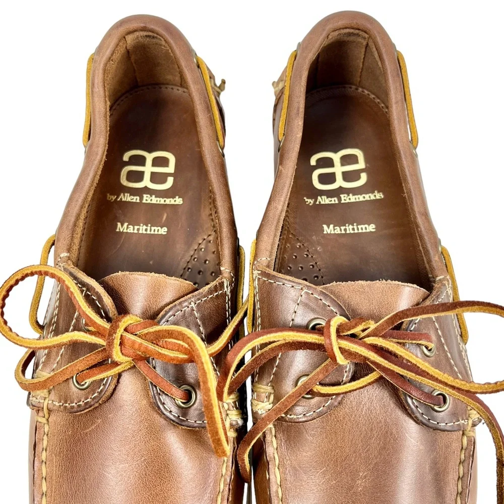 Allen Edmonds Men 9D‎ Maritime Brown Leather Slip On Boat Shoes
